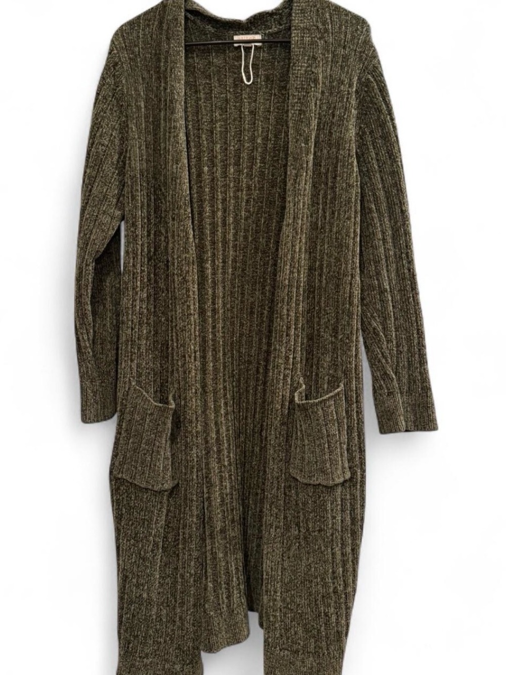 Nordstrom Olive Ribbed Open-Front Cardigan